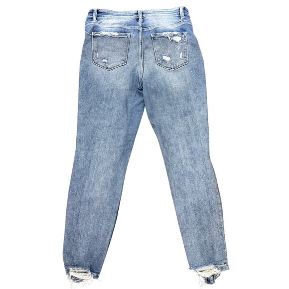 Vervet Blue High Rise Distressed Skinny Jeans Size 31 Button Fly Frayed Hem - Picture 6 of 6